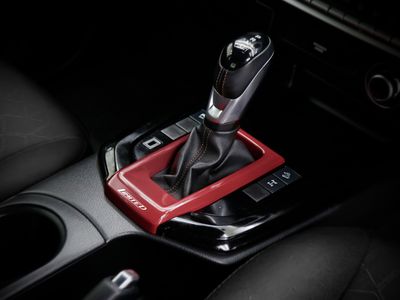 The gear selector in an Isuzu cabin